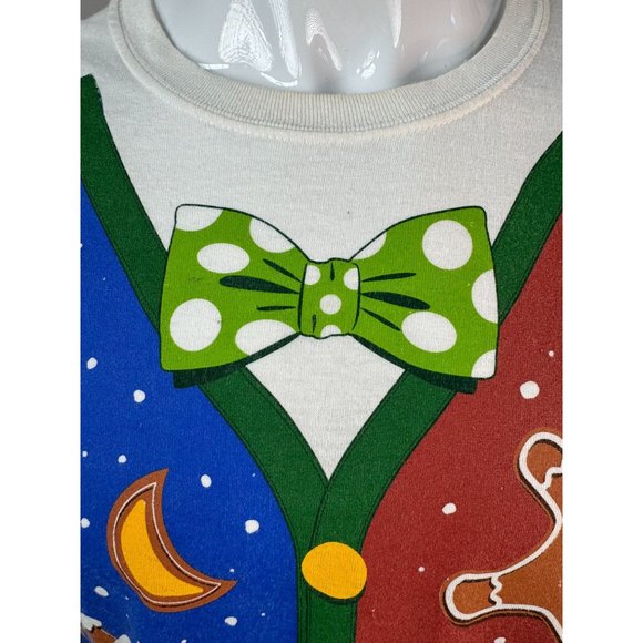 Christmas Holiday Gildan Faux Vest Gingerbread TShirt Large White Cotton - Picture 2 of 16
